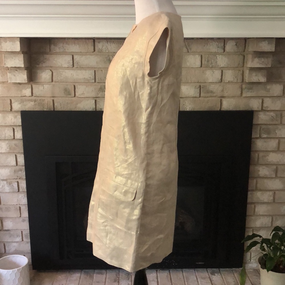 J. Crew Golden Flax Linen Sleeveless Sheath Dress size 00 - Picture 8 of 16